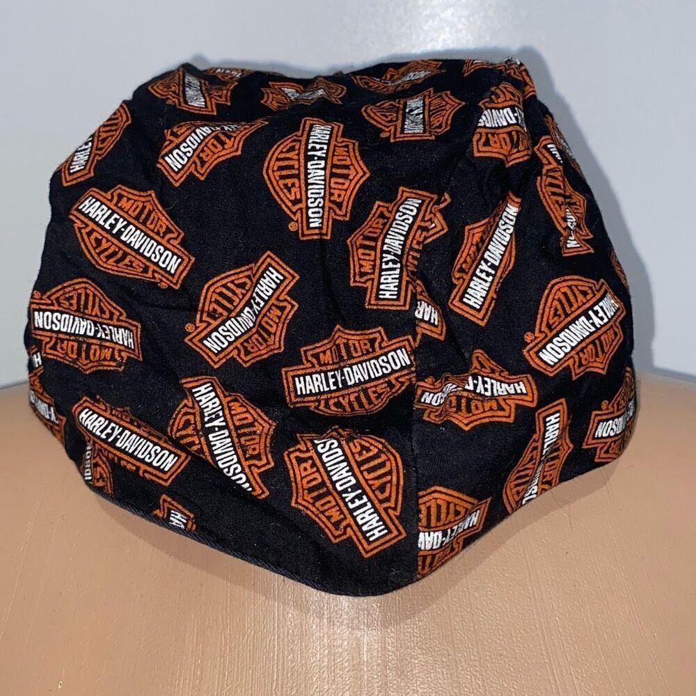 Harley-Davidson Men's Multicolor‎ Tie Back Logo Skull Durag Cap Hat Adjustable